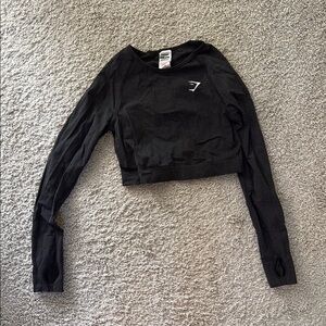Gymshark Black Fitted Long Sleeve Crop Top